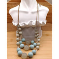 The Limited Layered Bubble Bead Three Tier Light Blue Clear Color Necklace
