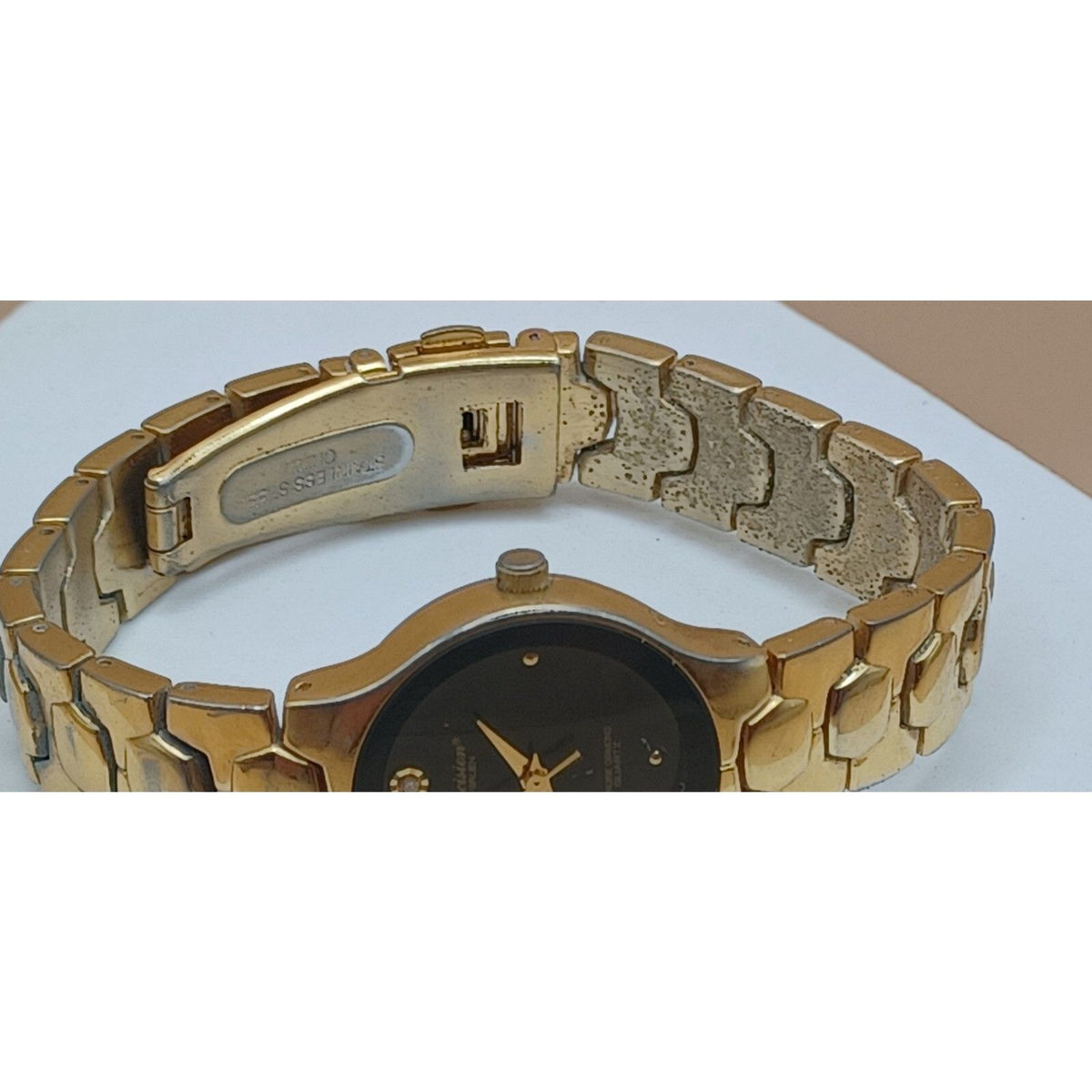 Vintage Precision by Gruen Diamond Quartz Gold-Tone Genuine Diamond Watch