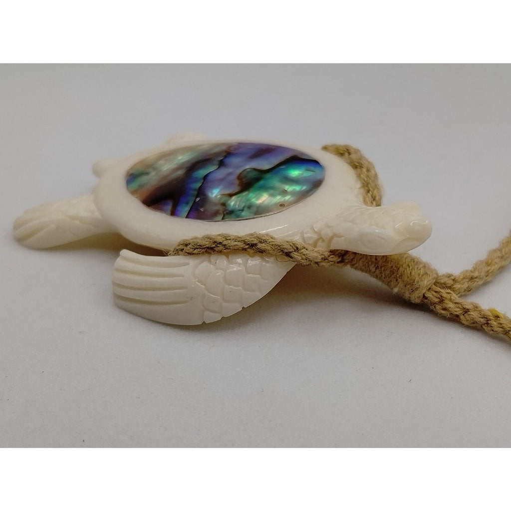 Vintage Bali Abalone Sea Turtle Pendant Necklace and Earring Set