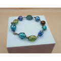 Vintage Round & Square Artisan Glass Beads Wire Wrapped Bracelet
