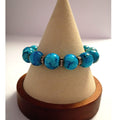 Turquoise Blue Glass Beaded Bracelet with Rhinestone Rondel Spacers Ocean Vibe