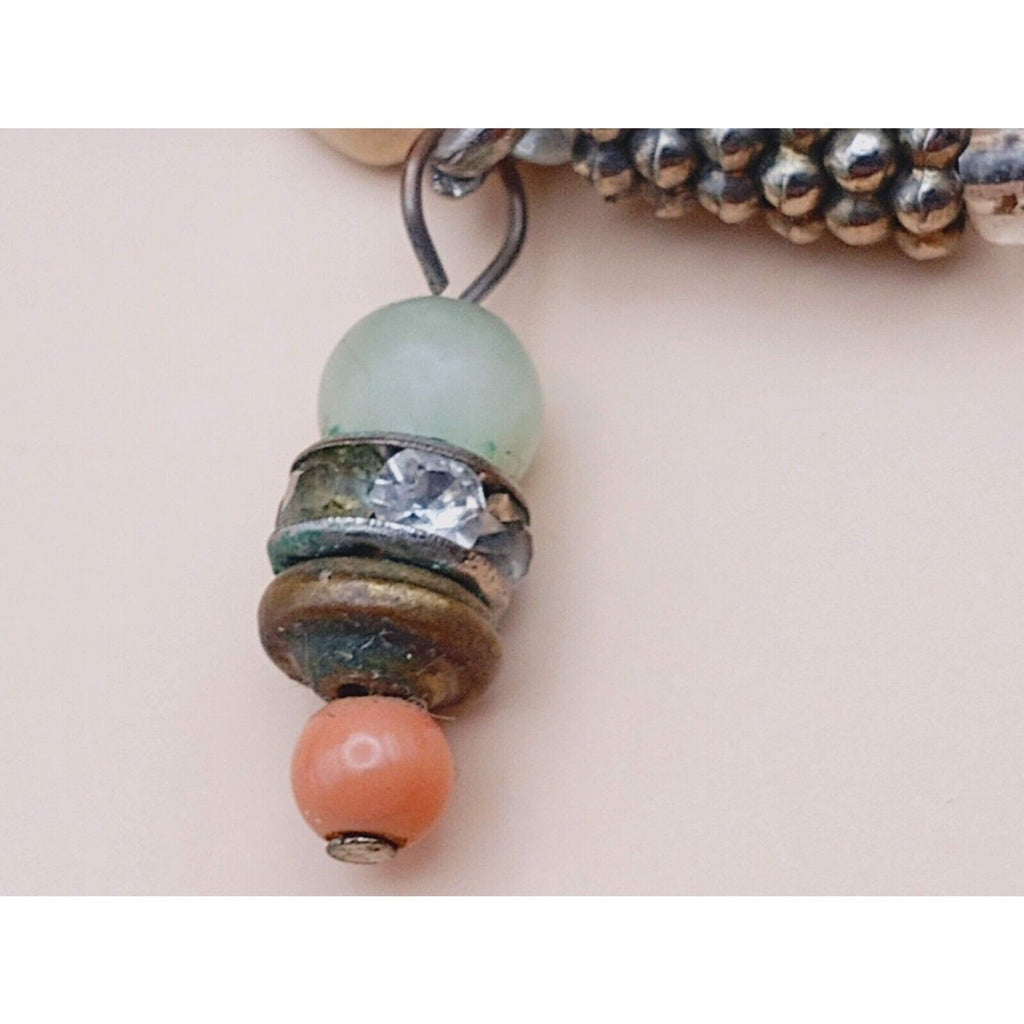 Natural Kiwi Jasper & Silvertone Charm Bracelet Dangle Charm