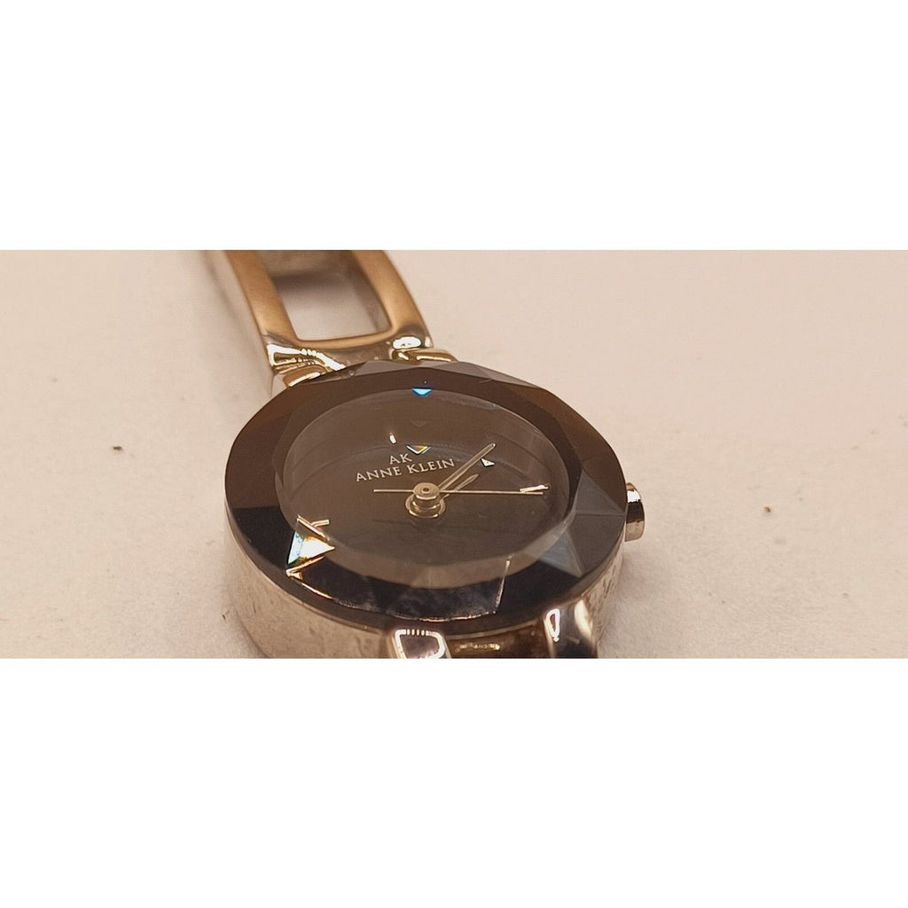 Anne Klein Diamond Black Dial Round Case Wristwatch