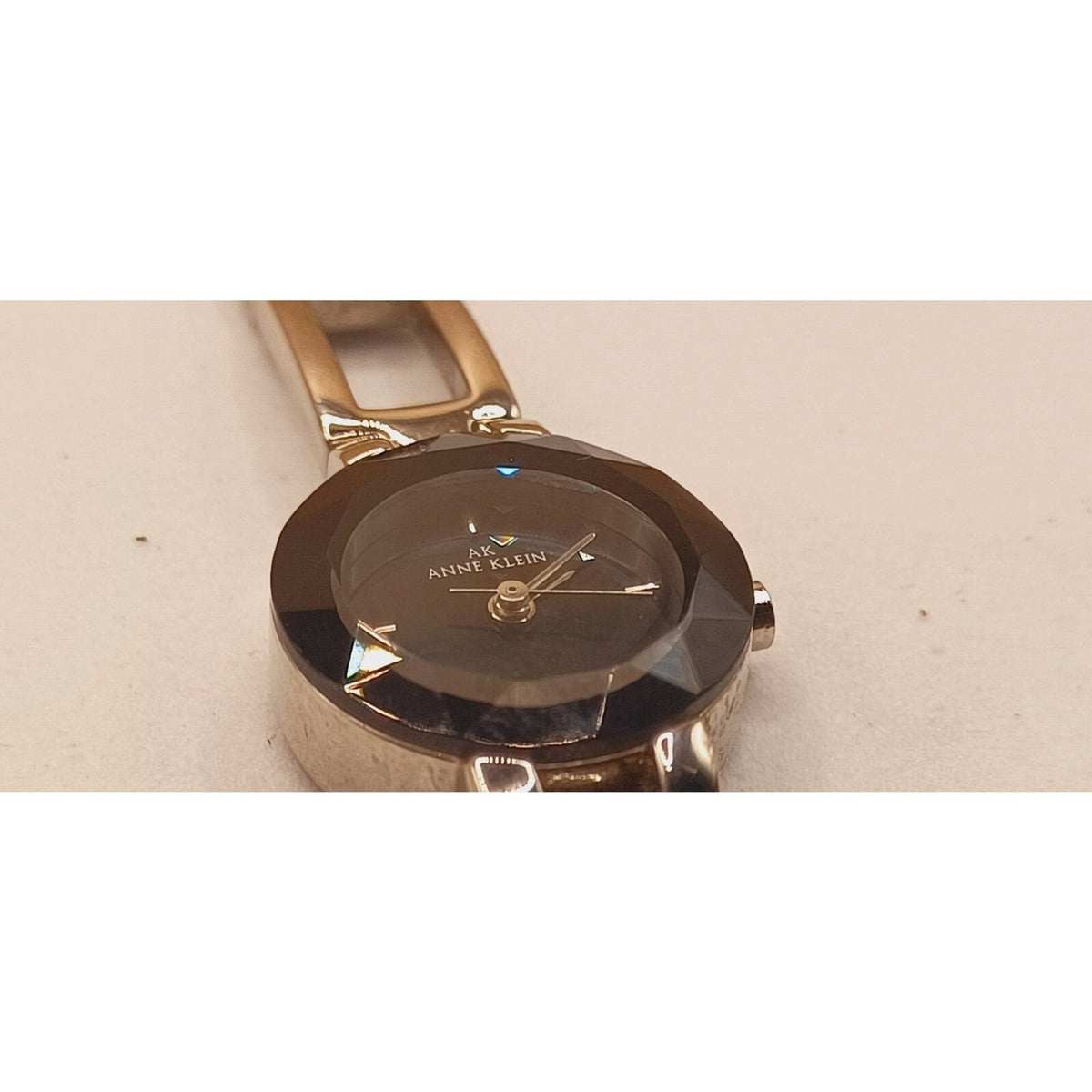 Anne Klein Diamond Black Dial Round Case Wristwatch