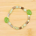 Vintage Seafoam Green Glass & Lucite Beaded Bracelet with Silver Spacers