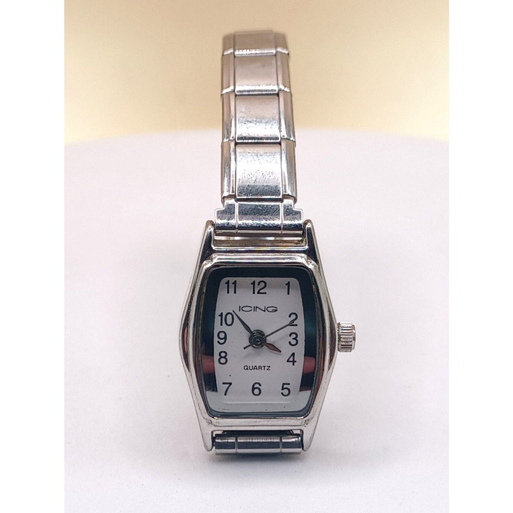 Women's Icing Analog Quartz Silver Tone Bracelet Wrist Watch NEW BATTERY WORKING