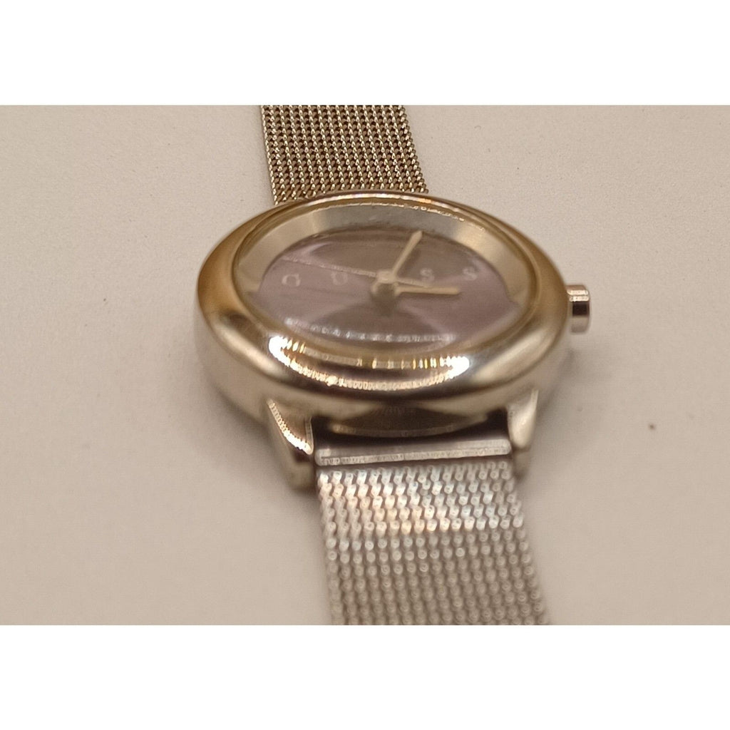 GUESS Women's Blue Face "WORKING" Watch Silver Tone Mesh