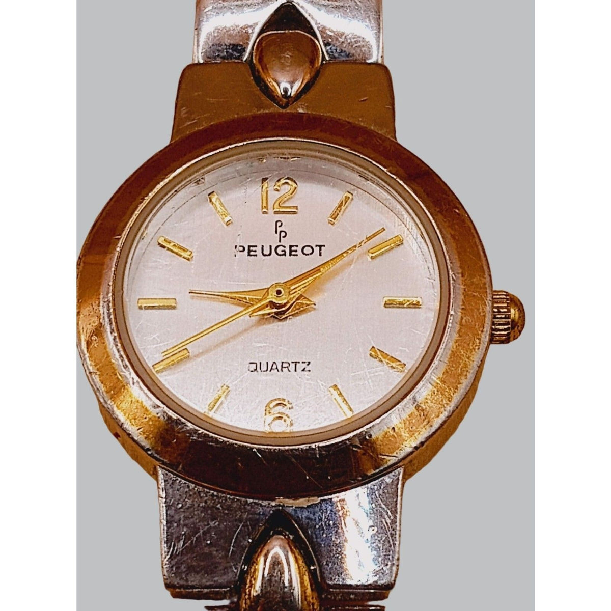 Peugeot 746 Watch Women's Silver And Gold Tone Band WORKING Vintage Watch