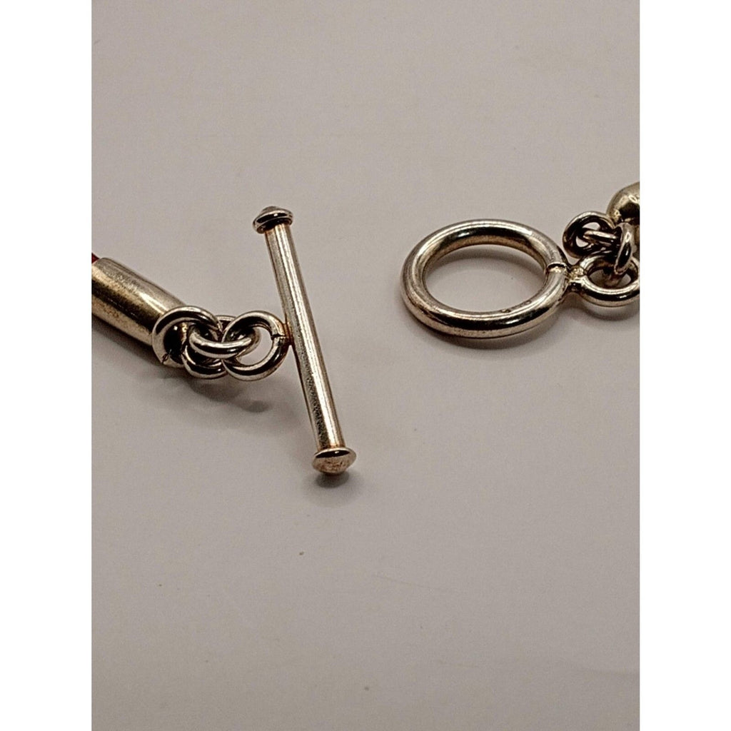 Sterling Silver Nicholas Boy Pendant on Red Leather Toggle Necklace