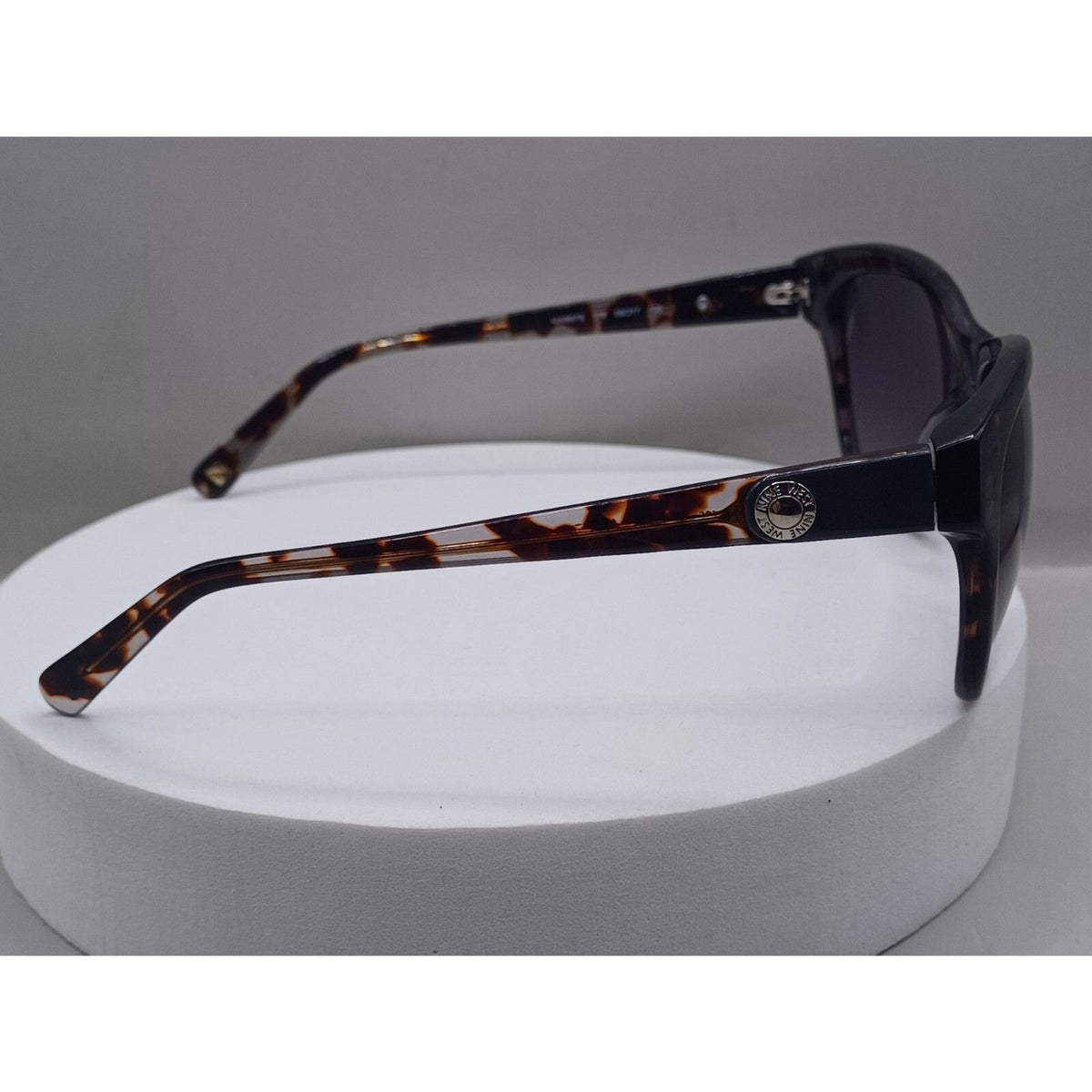 Nine West NW557S Womens Full Rim Square Tortoise Shell Smoke Lens Sunglasses