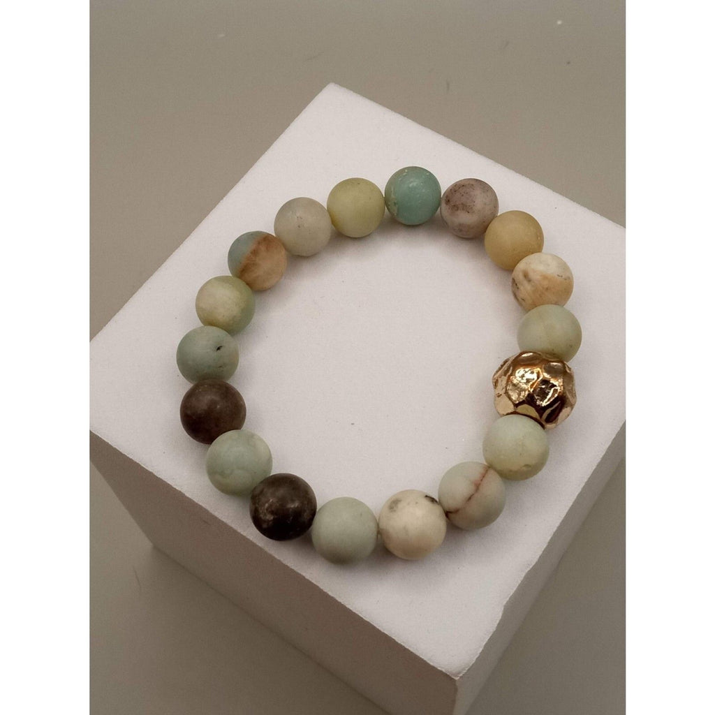 Mixed Amazonite & Jasper Matte Finish Aromatherapy Bracelet