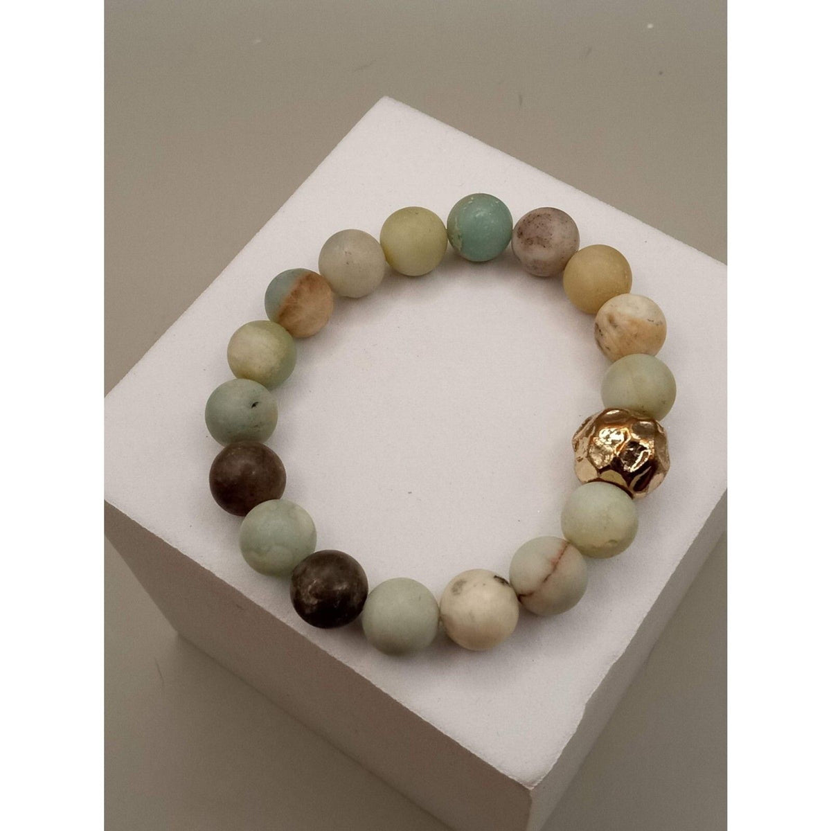 Mixed Amazonite & Jasper Matte Finish Aromatherapy Bracelet