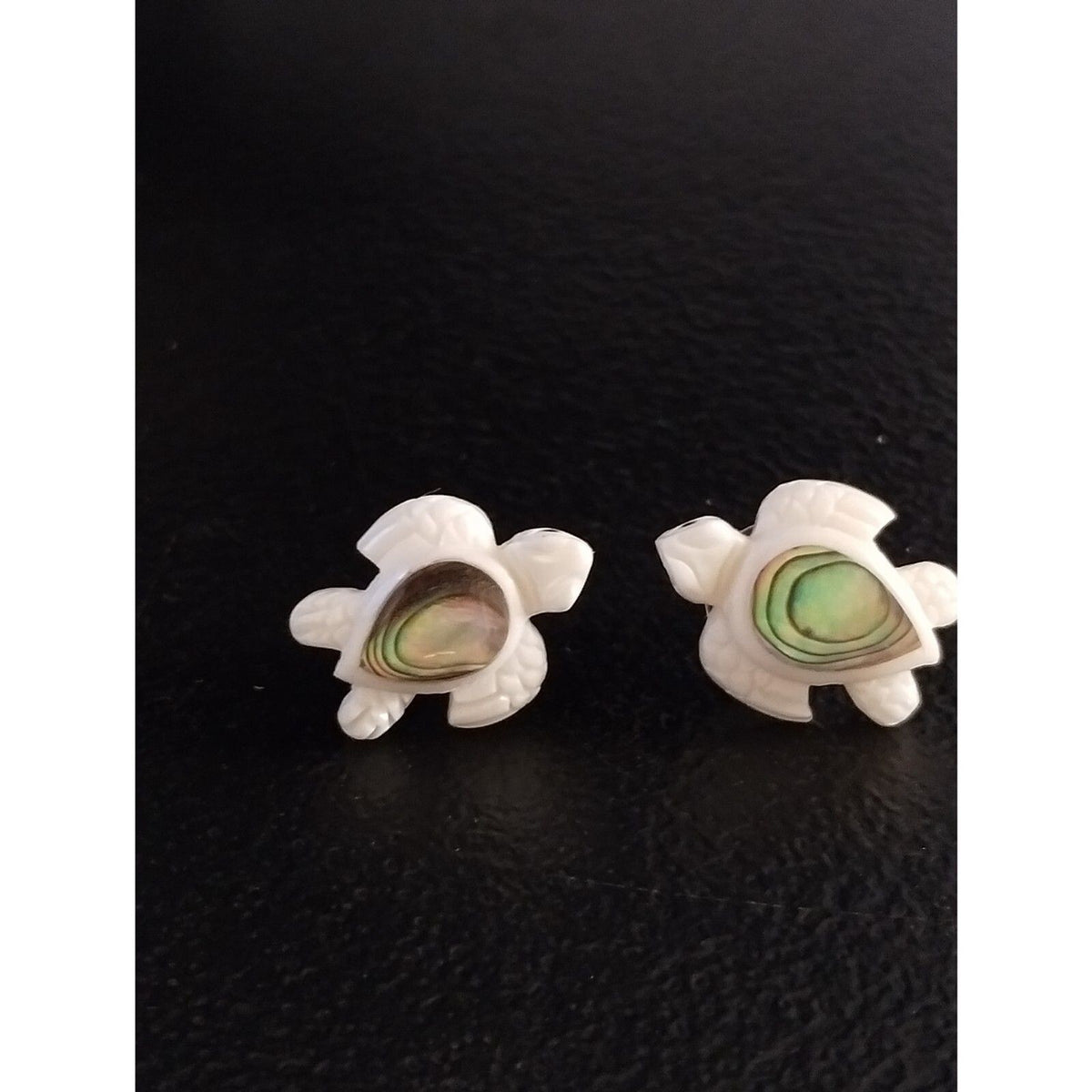 Vintage Bali Abalone Sea Turtle Pendant Necklace and Earring Set