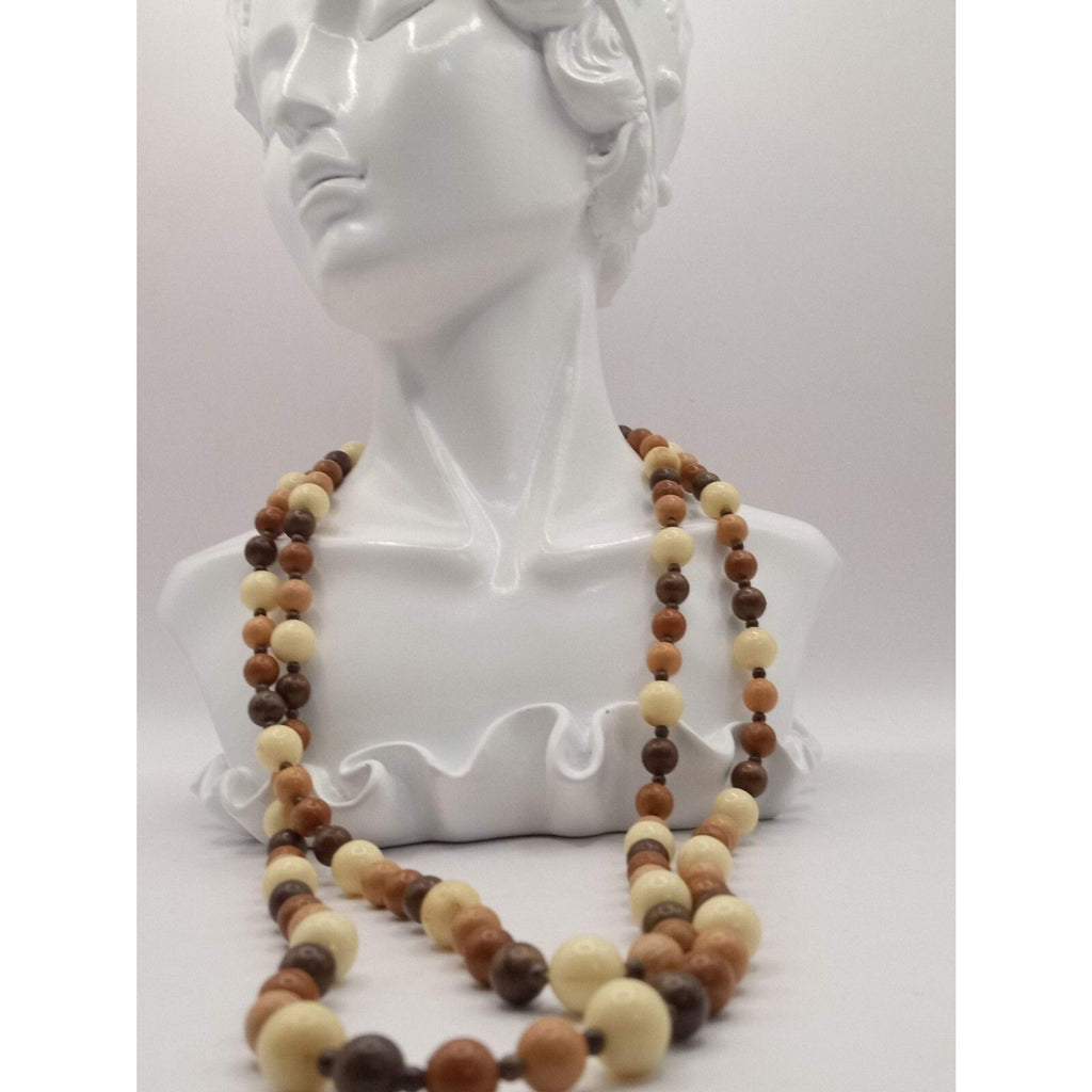 Vintage Beaded CHOCOLATE DIVA Tri Shade Strand Long 48" Necklace