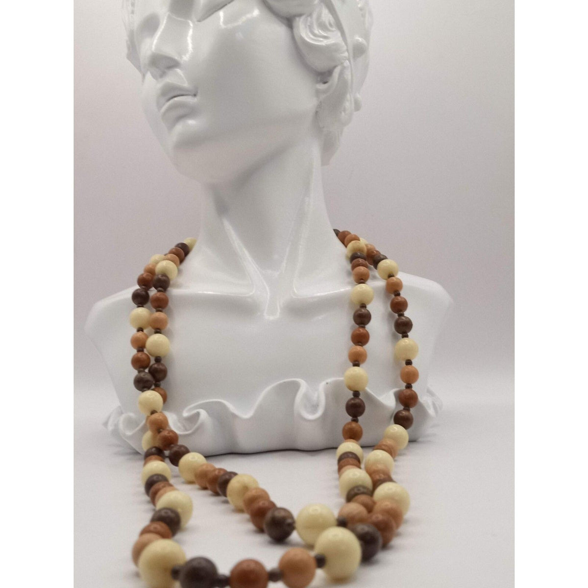 Vintage Beaded CHOCOLATE DIVA Tri Shade Strand Long 48" Necklace
