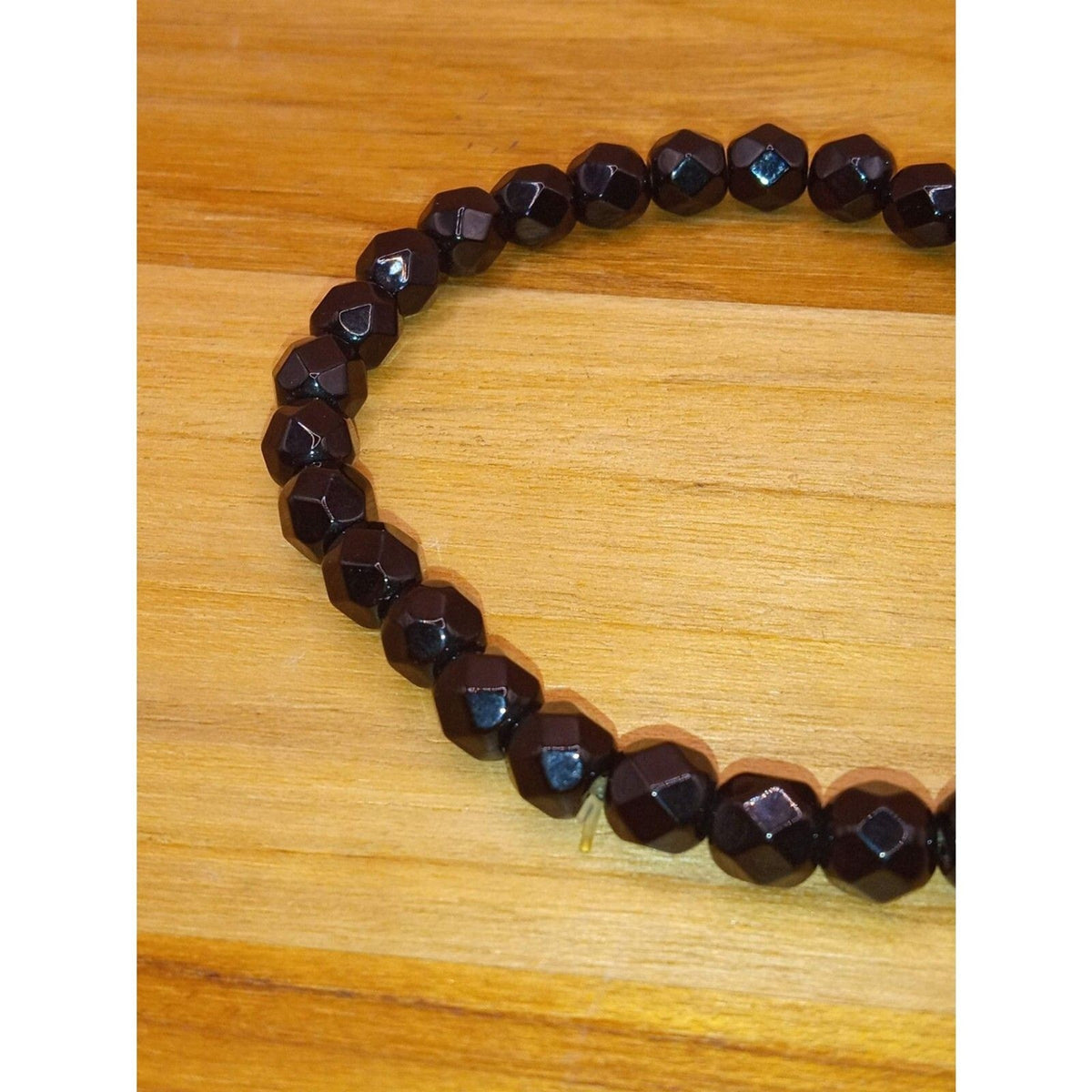 Vintage Black Faceted Crystal Bead Stretch Bracelet