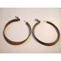 Vintage 2" Large Twisted Two-Tone Gold & Silver Druzy Center Hoop Earrings