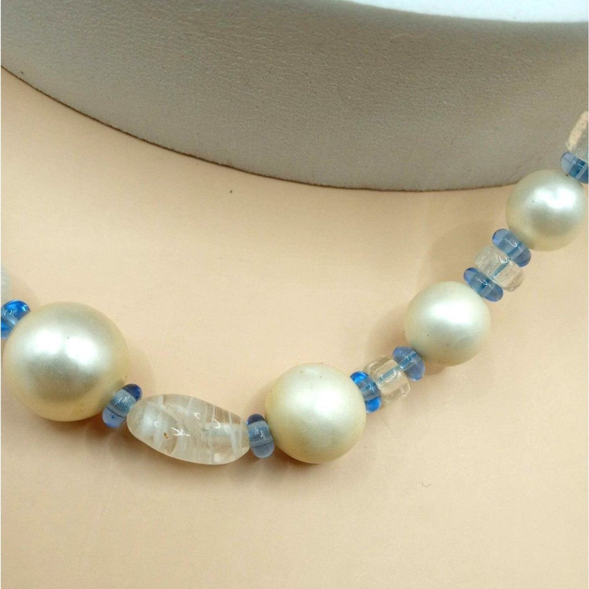 Vintage Graduated Faux Pearl & Lampwork Glass Necklace