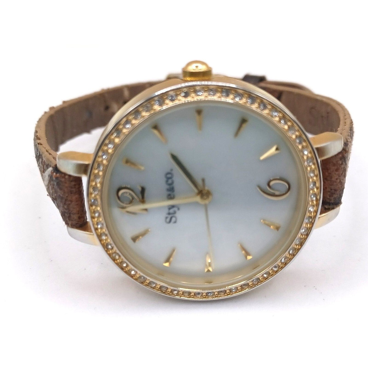 Women's Style & Co. Designer Fashion Rhinestone Bezel 35mm Watch NEW BATTERY