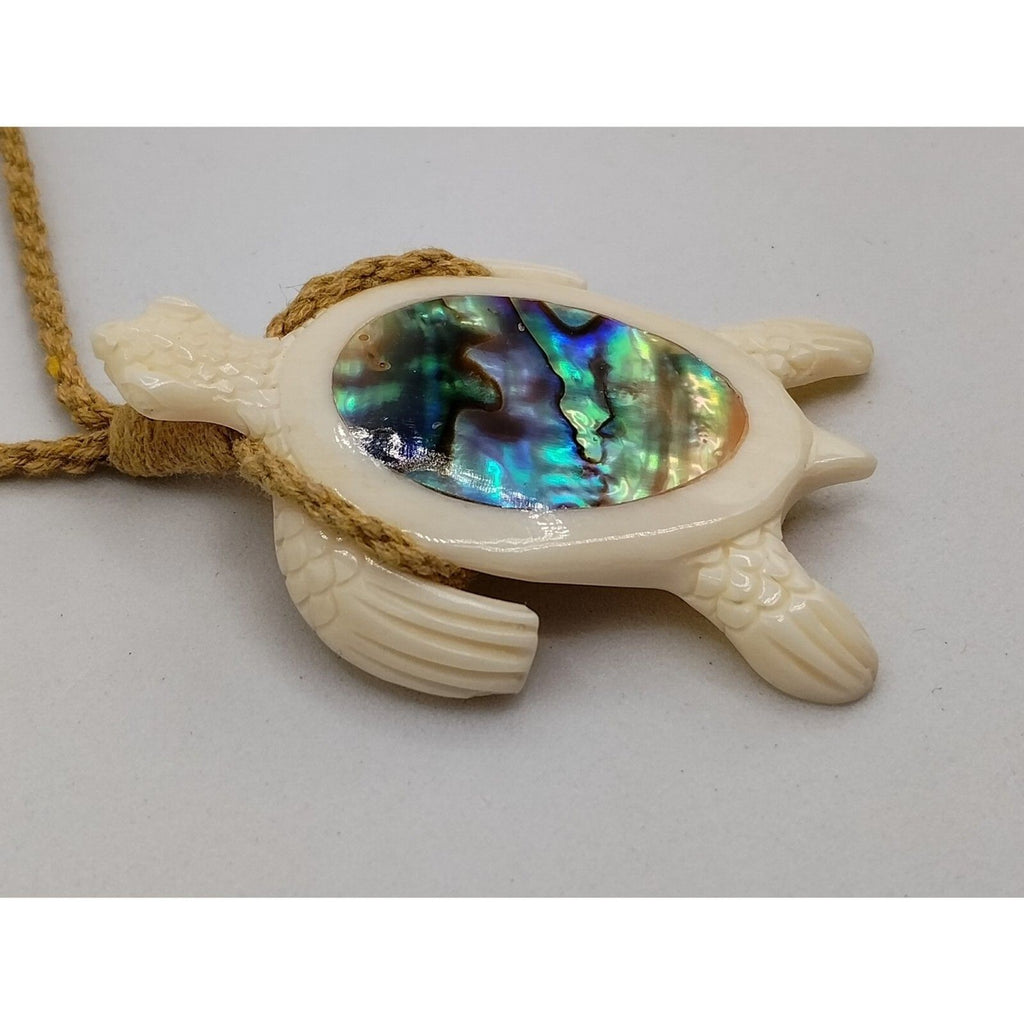 Vintage Bali Abalone Sea Turtle Pendant Necklace and Earring Set