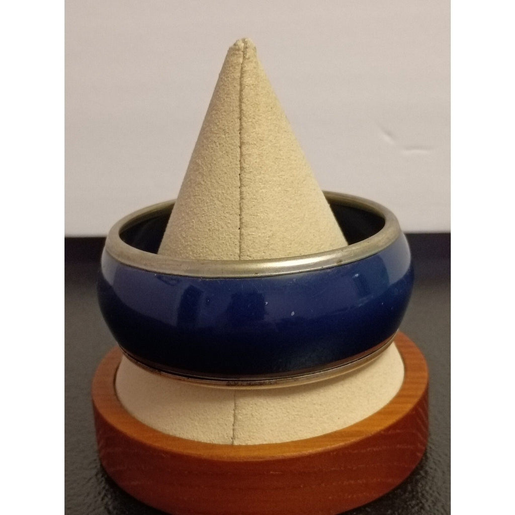 Vintage Navy Blue Enamel and Metal Bangle Bracelet