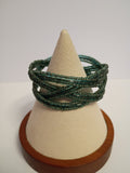 Vintage Delicate Green Multi-Strand Seed Bead Bracelet