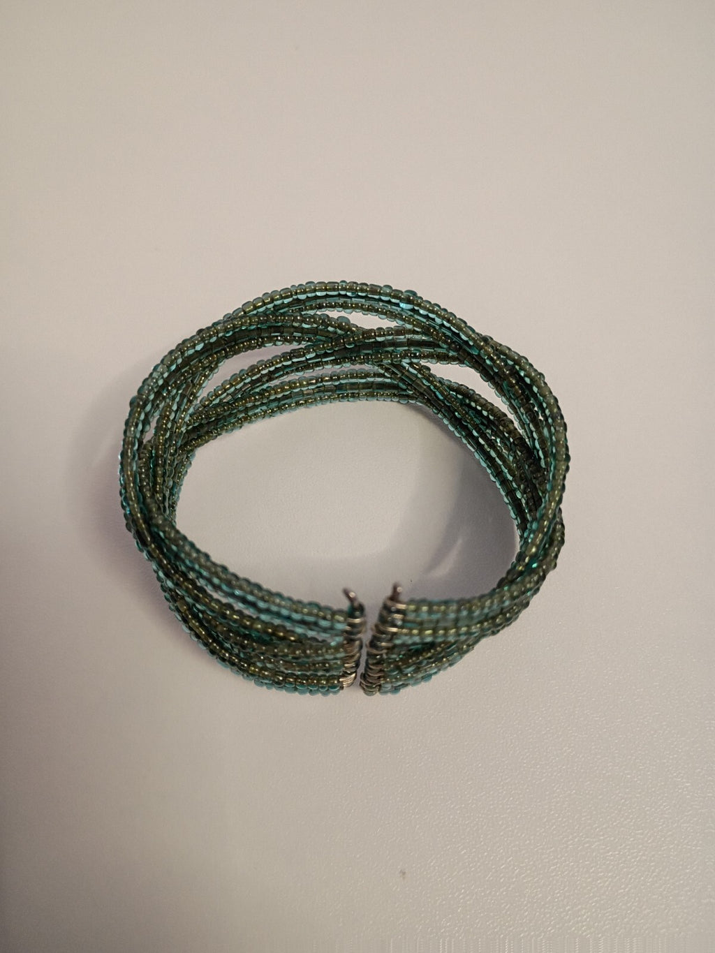 Vintage Delicate Green Multi-Strand Seed Bead Bracelet