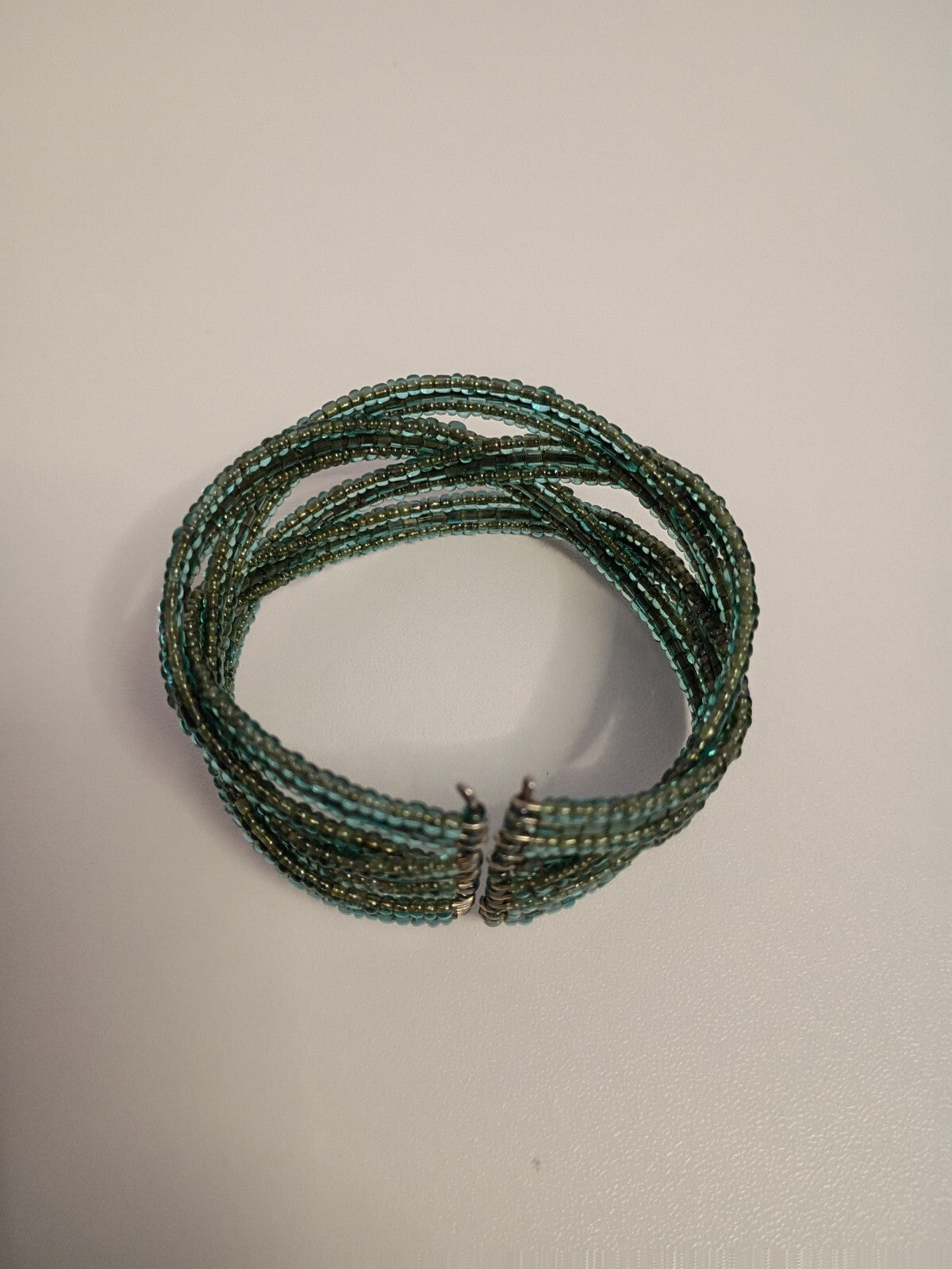 Vintage Delicate Green Multi-Strand Seed Bead Bracelet