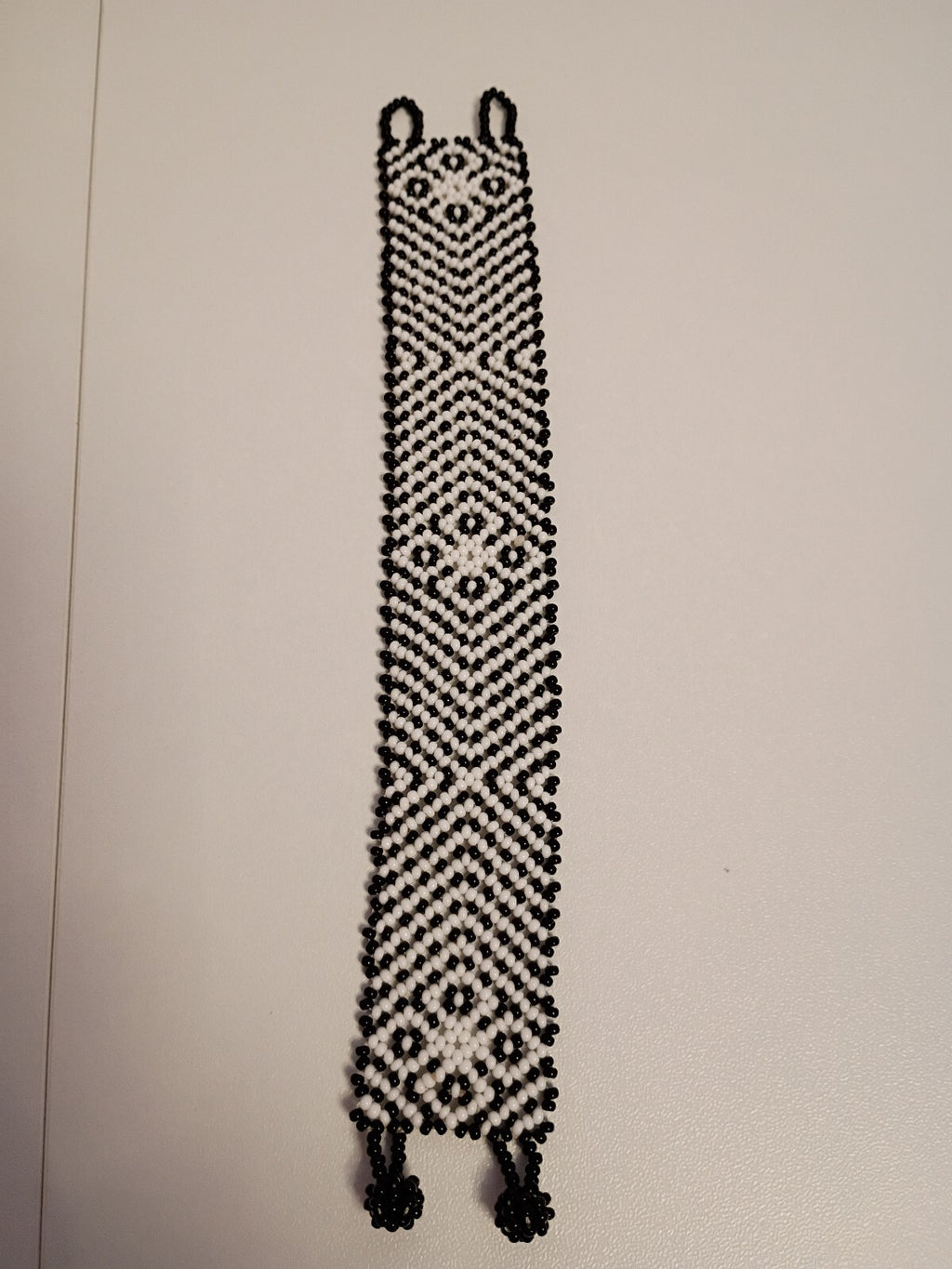 Black and White Beaded Cuff Bracelet