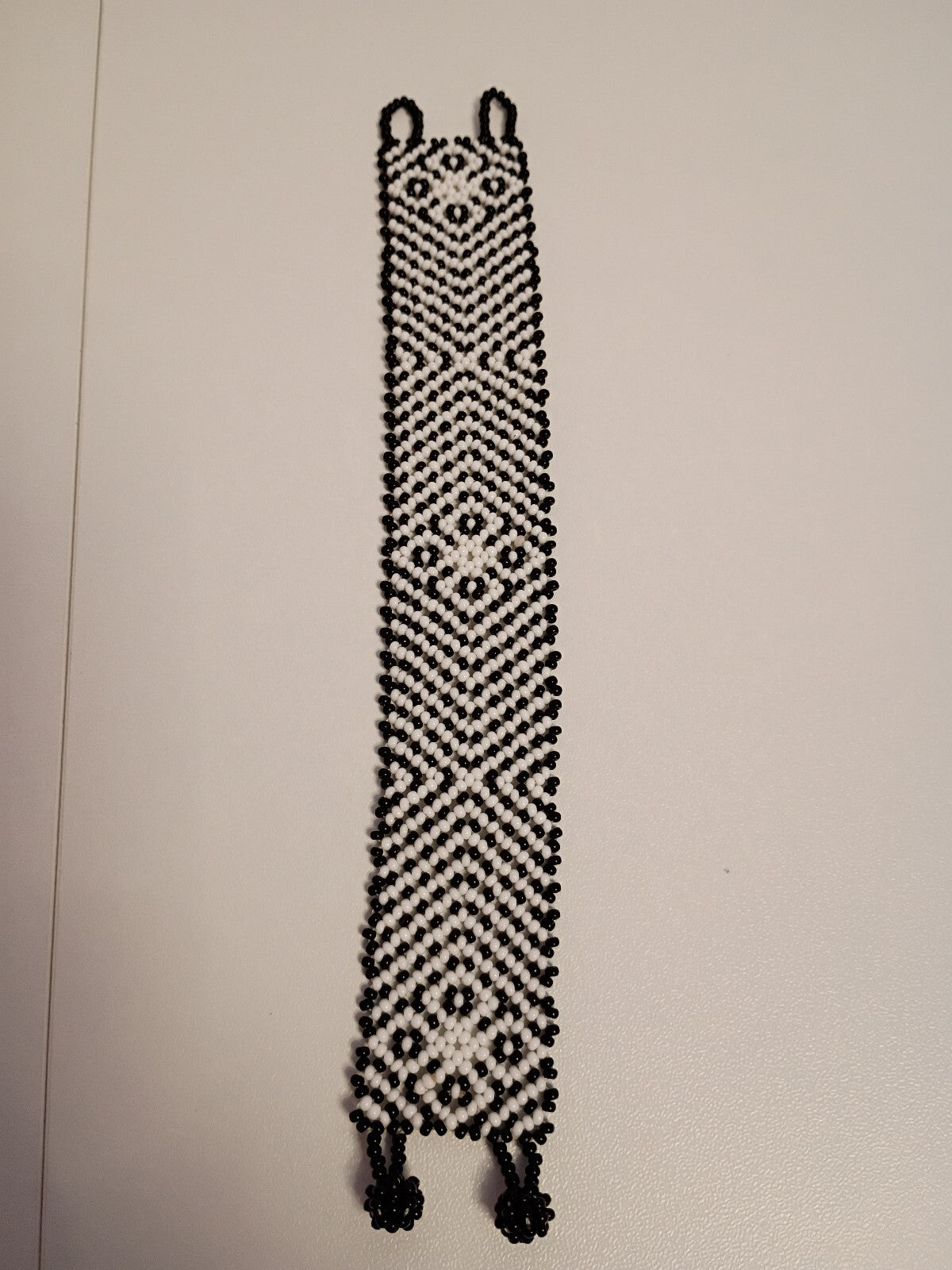 Black and White Beaded Cuff Bracelet