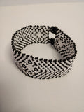 Black and White Beaded Cuff Bracelet