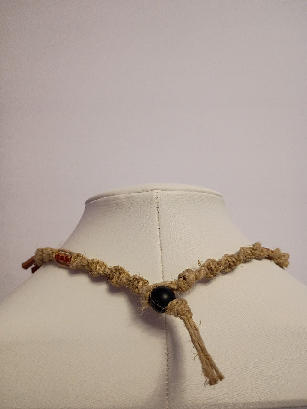 Vintage Braided Rope Choker Necklace with Tribal Face and Animal beads