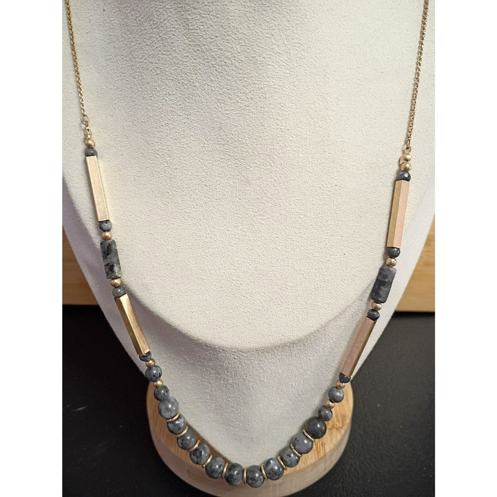 Vintage Semi Precious Labradorite Beaded Necklace 32 Inch