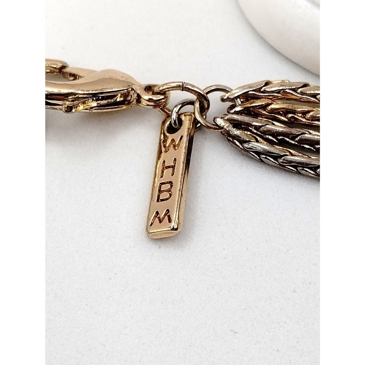White House Black Market Gold Tone Multi Strand Spiga Chain Offset Ball Pendant