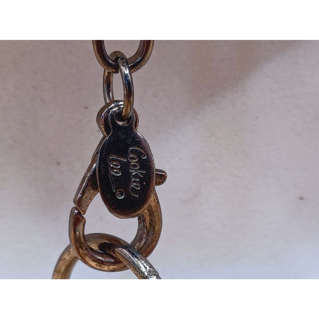 Cookie Lee Metal Gray Drawn Cable Chain Faceted Lucite Beads Layered Necklace