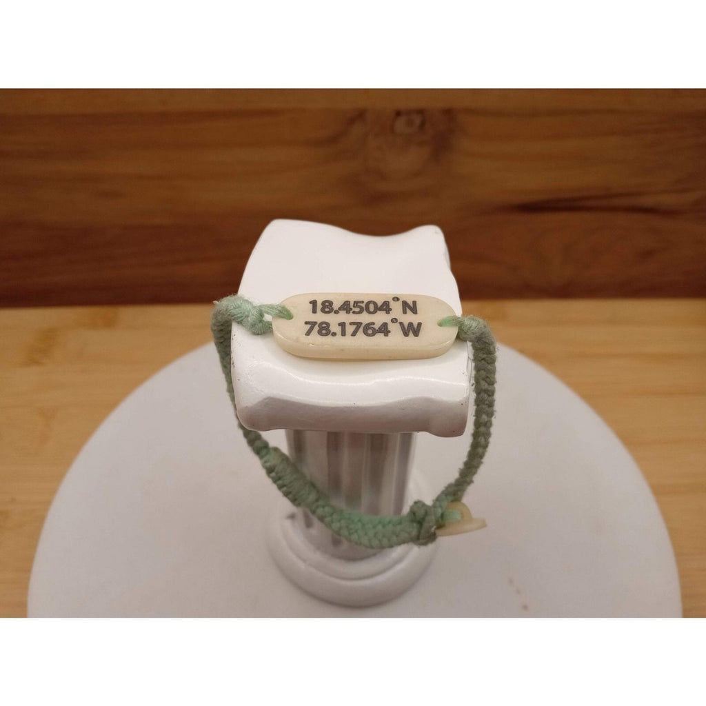 Vintage Carved Mother of Pearl Shell Hawaii Coordinates Seafoam Green Cord Bracelet
