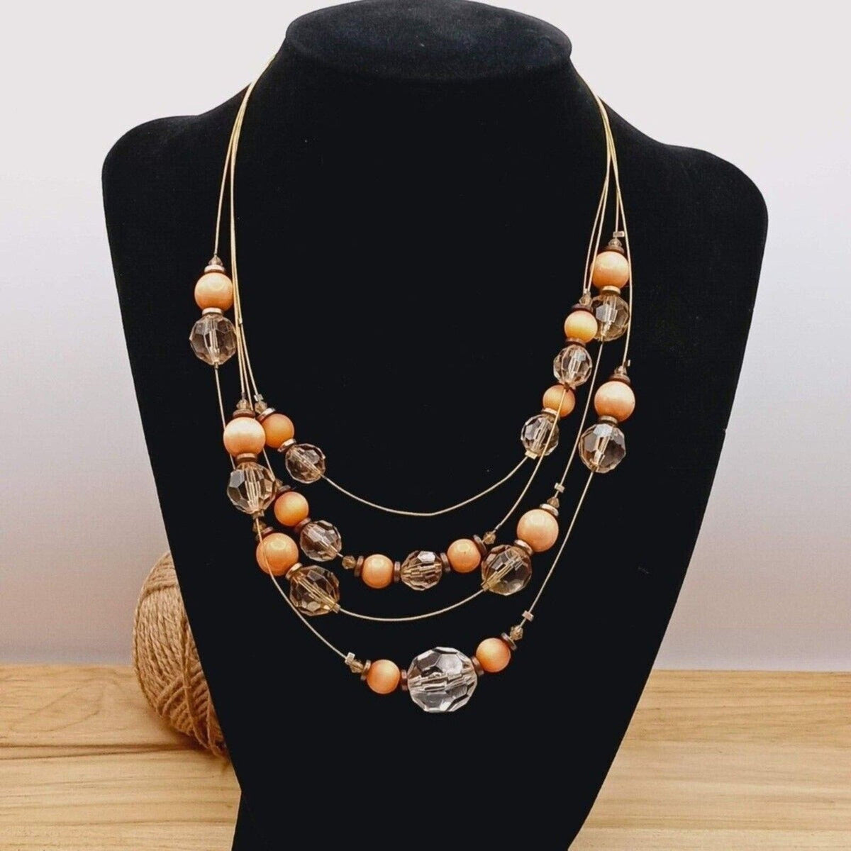 Vintage NY Collection Presley Short Necklace 4 Strand Glass & Lucite Beads