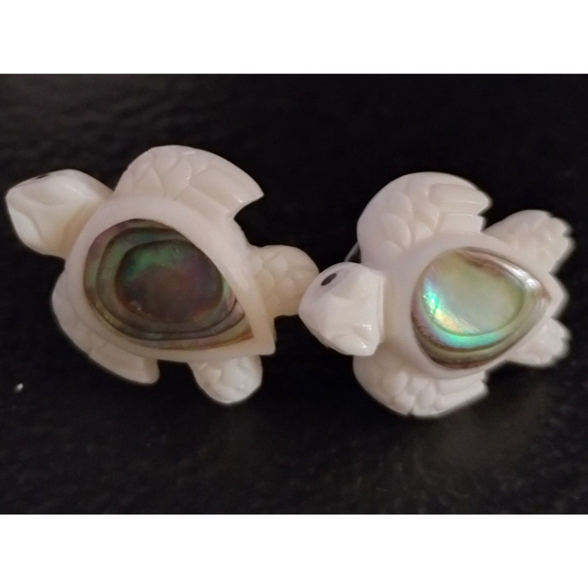 Vintage Bali Abalone Sea Turtle Pendant Necklace and Earring Set