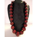 Vintage Bold Chunky Wooden Bead Necklace 26" long