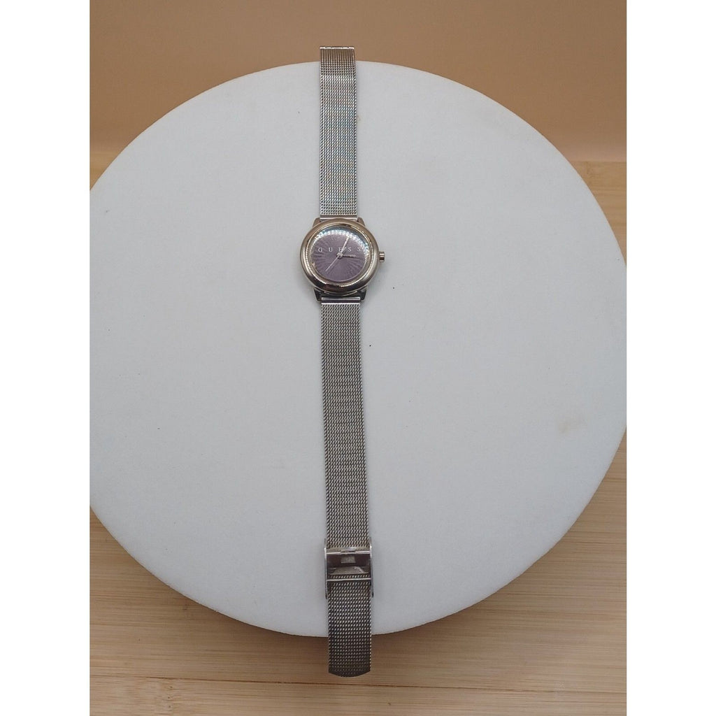 GUESS Women's Blue Face "WORKING" Watch Silver Tone Mesh