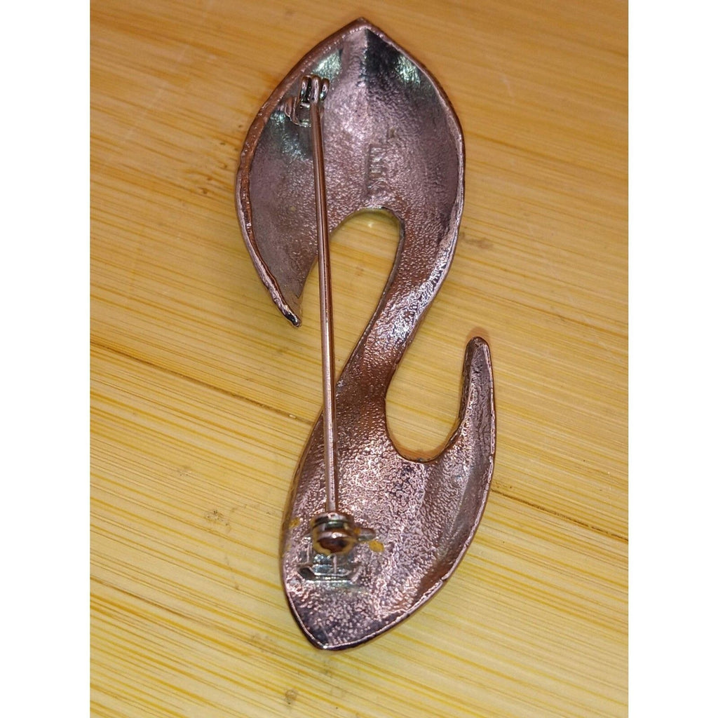 Vintage MJENT Signed Silver-Tone Mid-Century Modern "S" Brooch