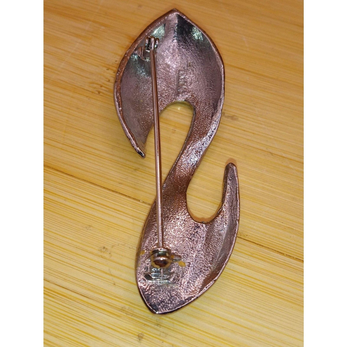 Vintage MJENT Signed Silver-Tone Mid-Century Modern "S" Brooch