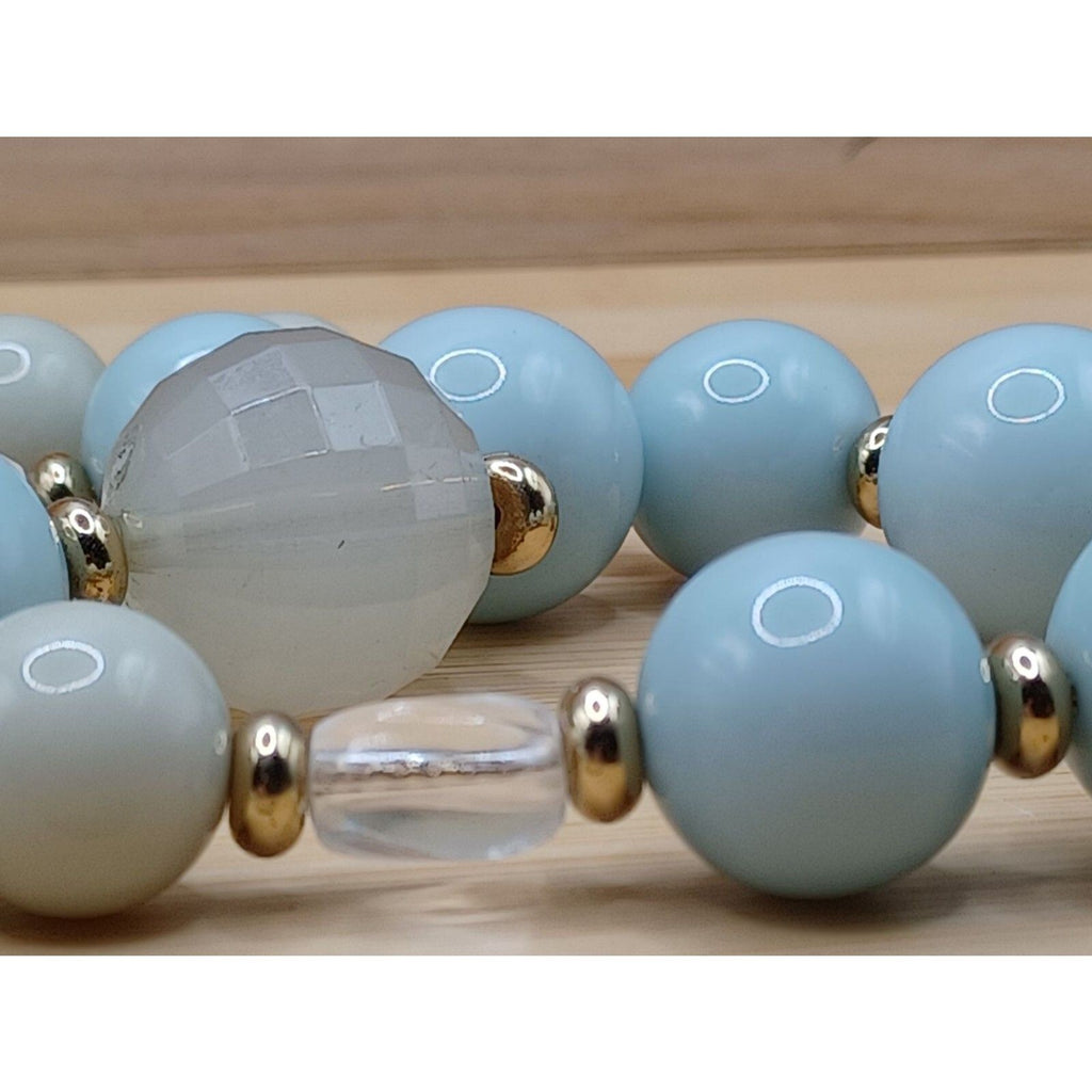 The Limited Layered Bubble Bead Three Tier Light Blue Clear Color Necklace