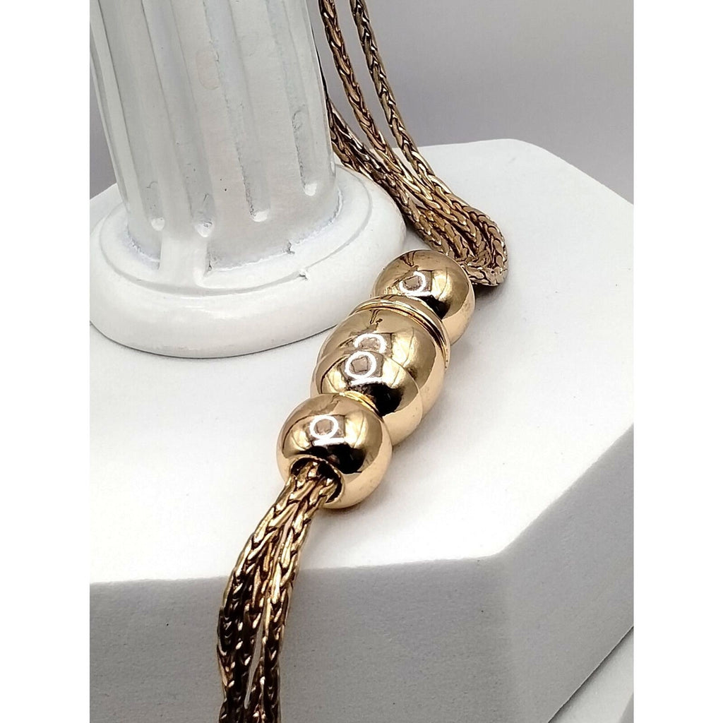 White House Black Market Gold Tone Multi Strand Spiga Chain Offset Ball Pendant