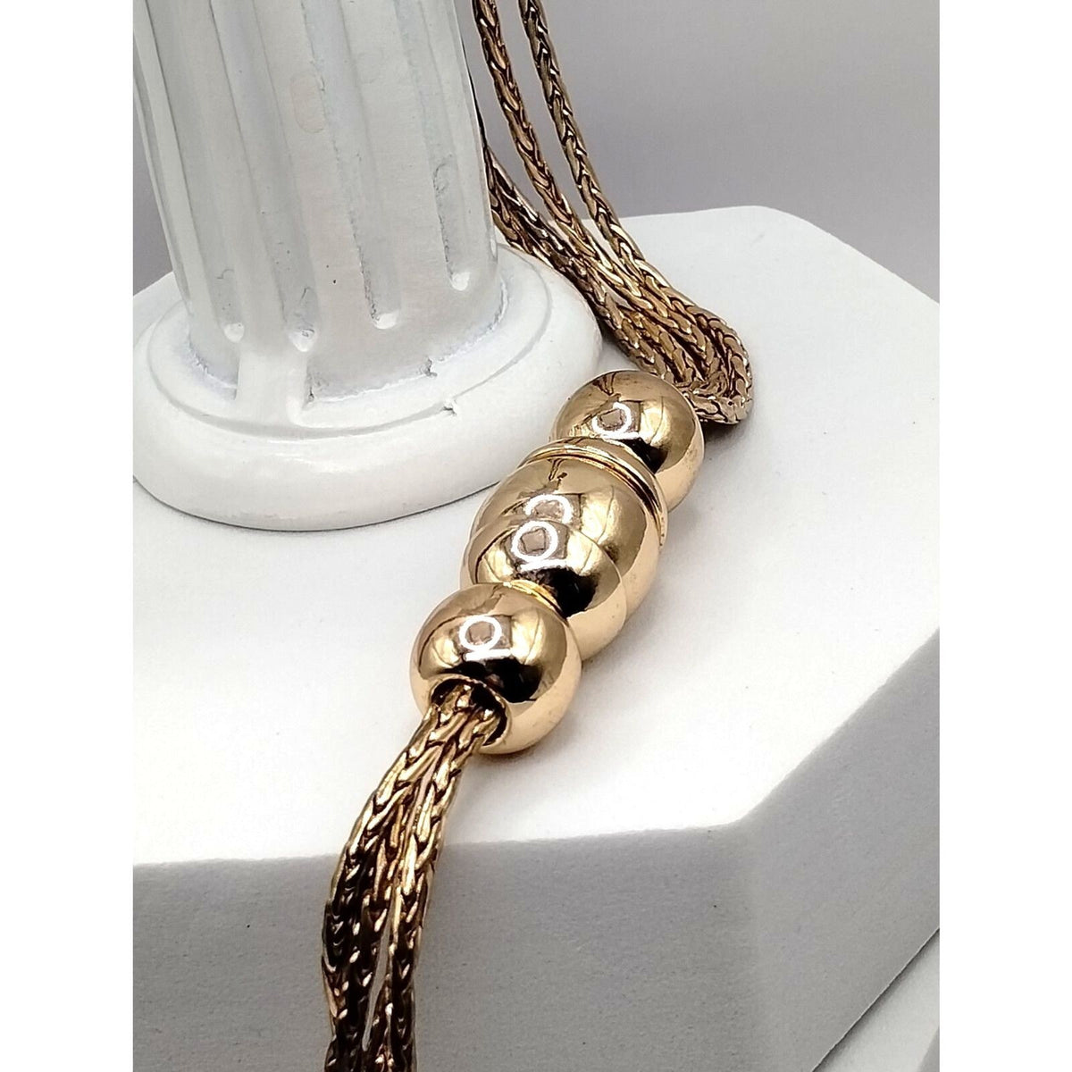 White House Black Market Gold Tone Multi Strand Spiga Chain Offset Ball Pendant