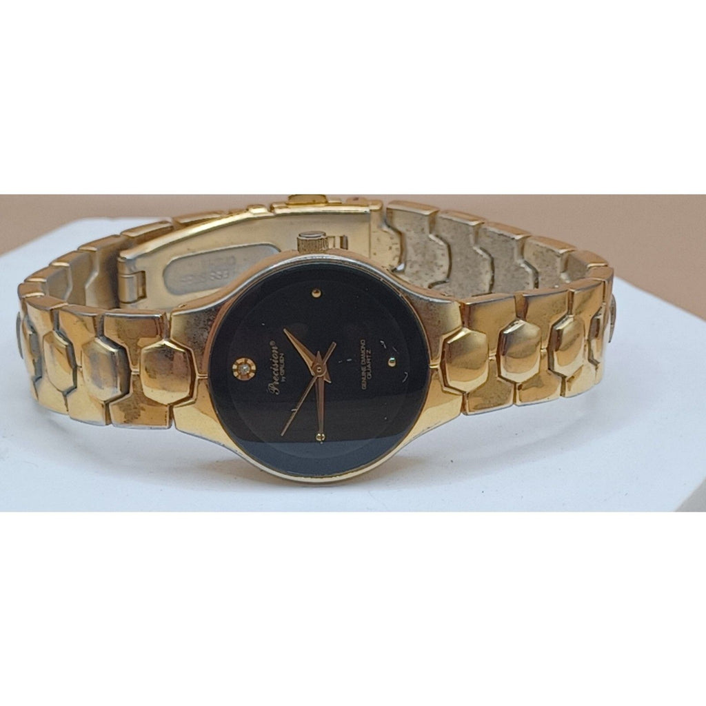 Vintage Precision by Gruen Diamond Quartz Gold-Tone Genuine Diamond Watch