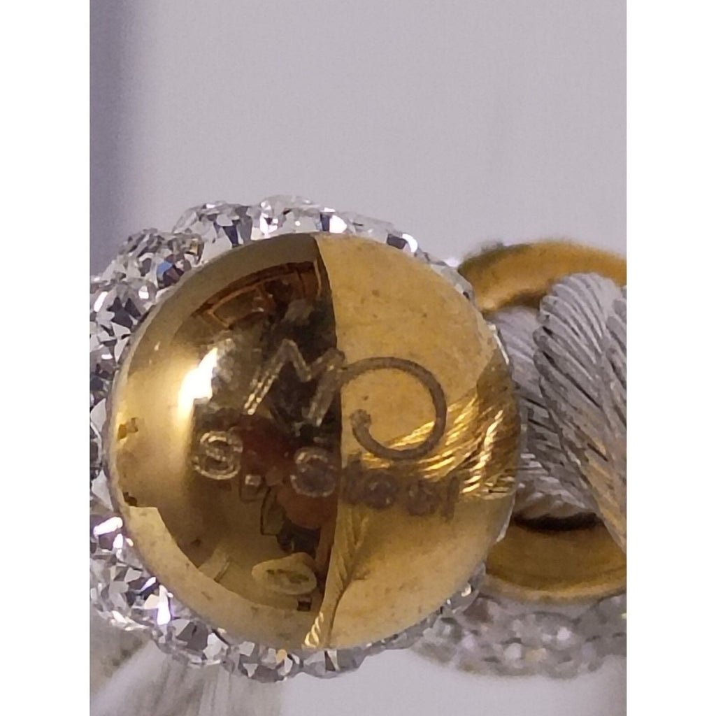 Marsala Signed Stainless Steel Cable Rope & Rhinestone Barrel Accent Cuff Bracelet