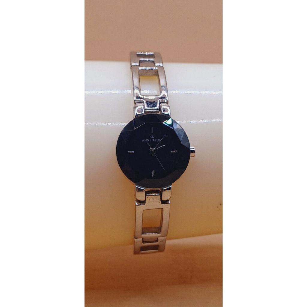 Anne Klein Diamond Black Dial Round Case Wristwatch