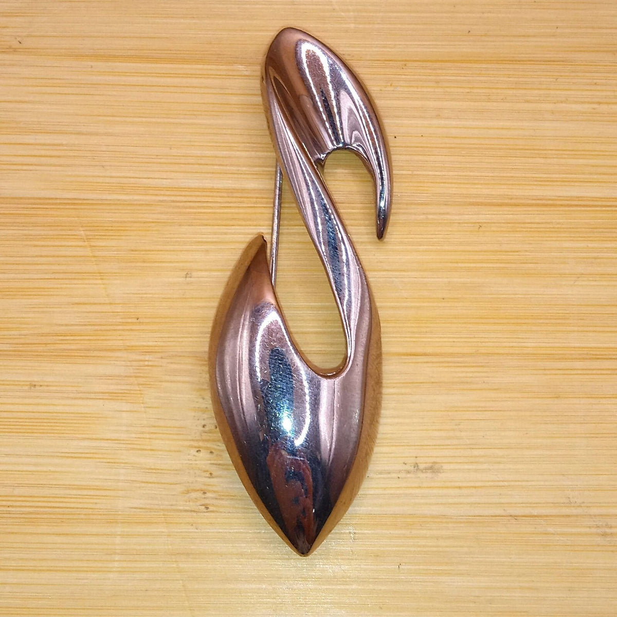 Vintage MJENT Signed Silver-Tone Mid-Century Modern "S" Brooch