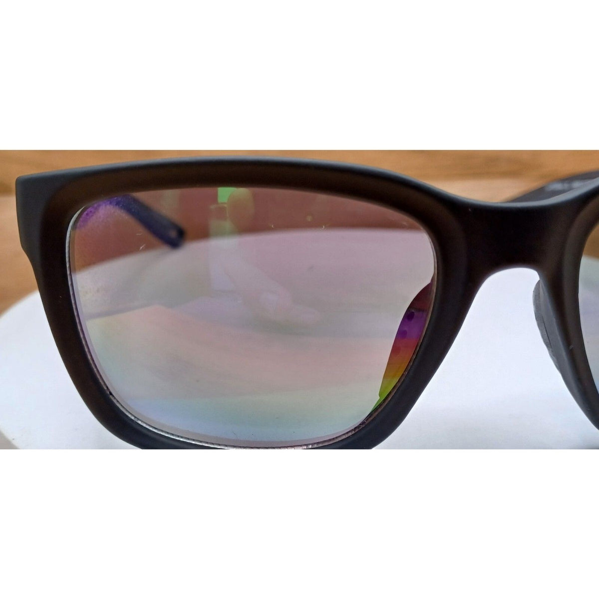 Foster Grant Mens Way-Shaped Sport Black Rainbow Mirror Lenses Sunglasses